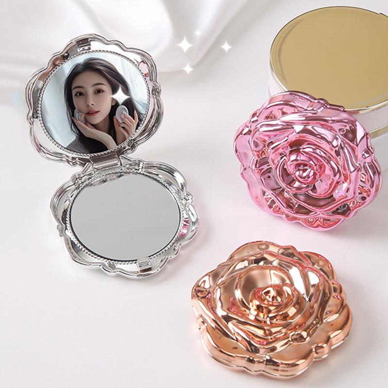 Beauty Makeup Girl - Portable Mini Mirror Retro Rose Flower