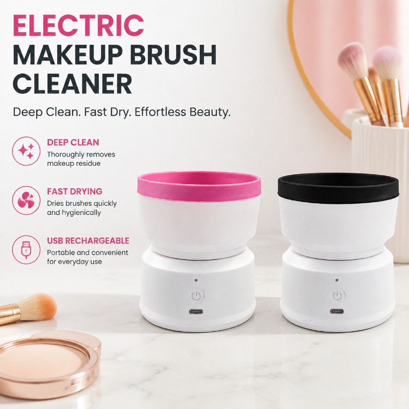 Beauty Makeup Brushes - USB Rechargeable Makeup Brush Cleaner, Electric