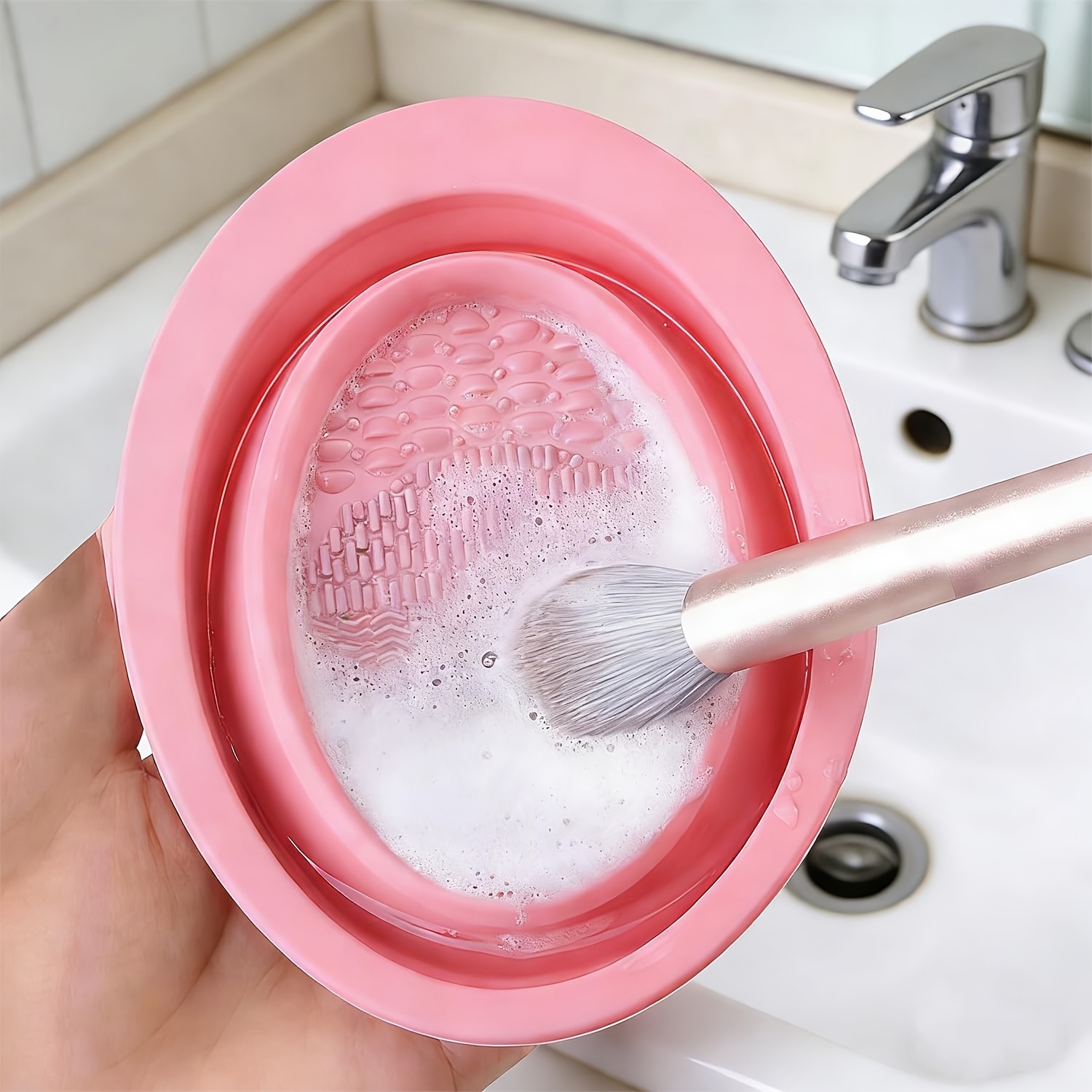 Beauty Makeup Products - Foldable Silicone Makeup Brush Cleaner Bowl,