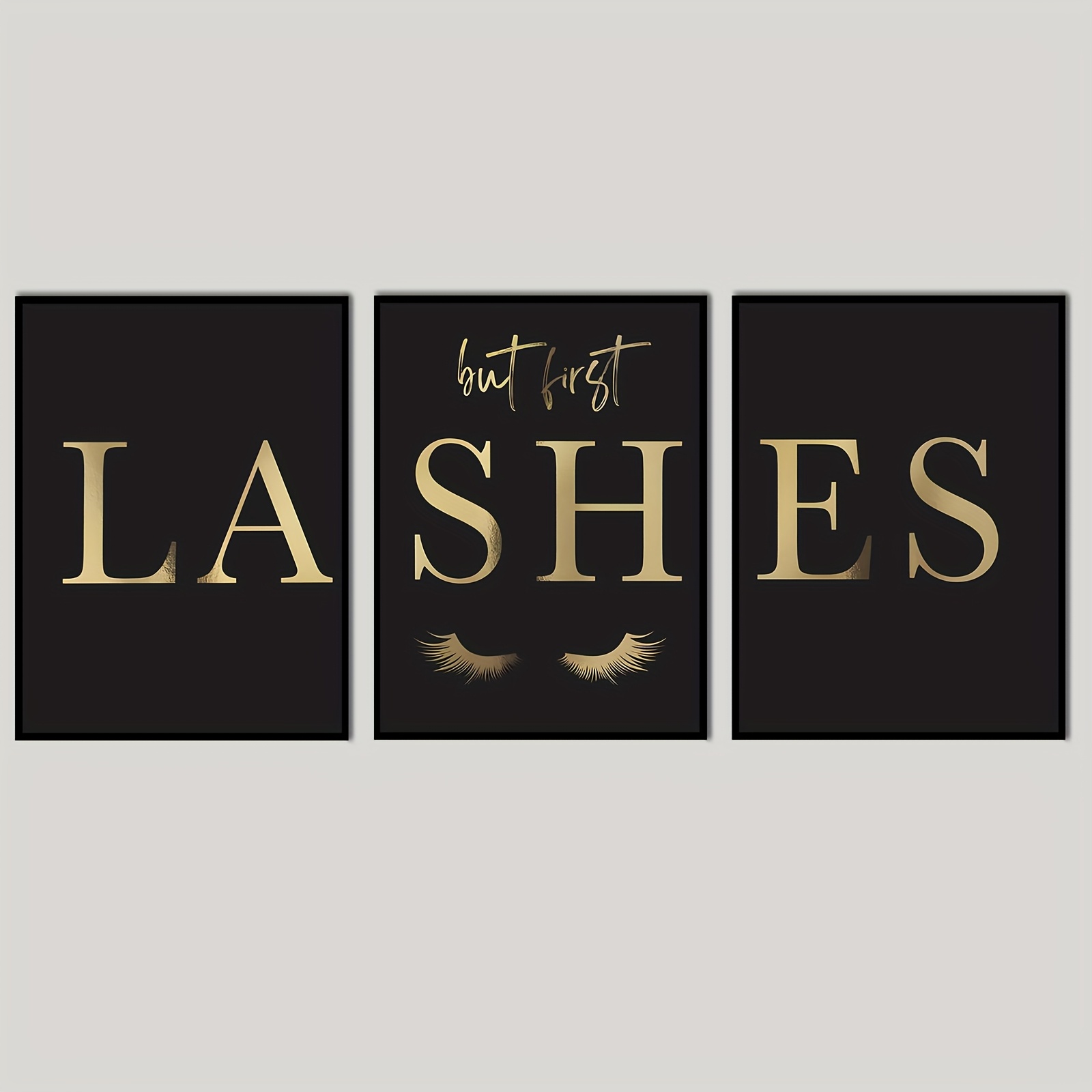Eyelash Extension - （Noframe 3PCS）-3pcs But First Lashes Prints