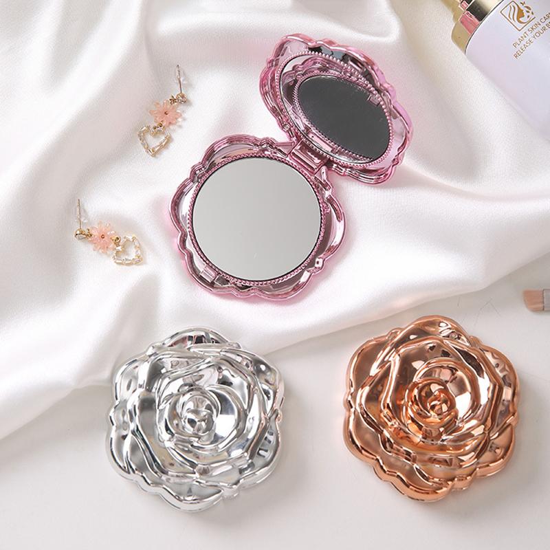 Portable Mini Mirror Retro Ros - Beauty Makeup Girl 评论和价格