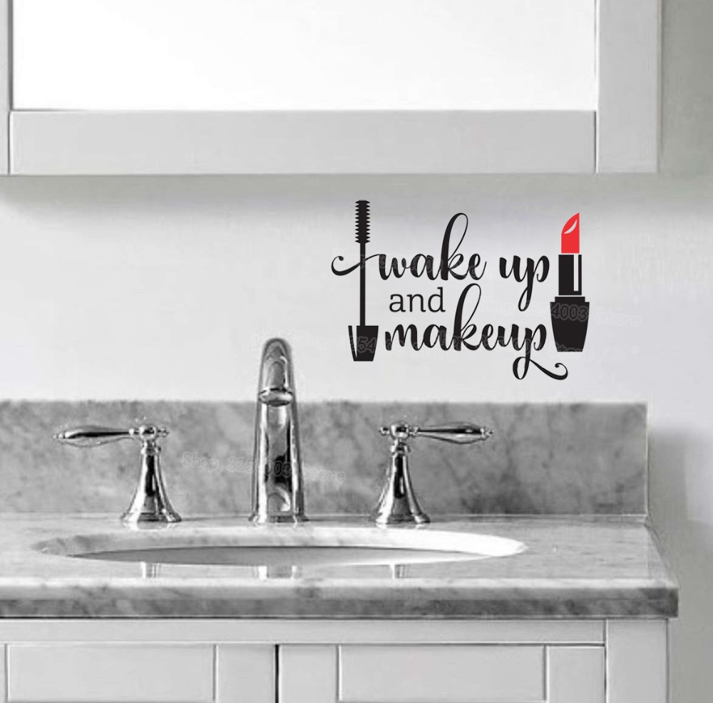 Wake Up and Makeup Vinyl Wall  - Beauty Makeup Girl 评论和价格