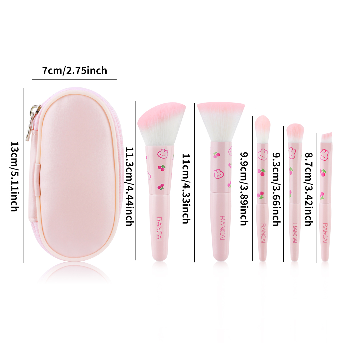 5Pcs Cute Compact Makeup Brush - Beauty Makeup Products 评论和价格